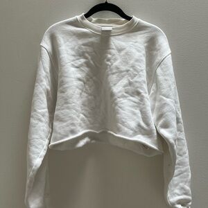 TNA White Cozy Fleece ‘Perfect’ Cropped Sweatshirt